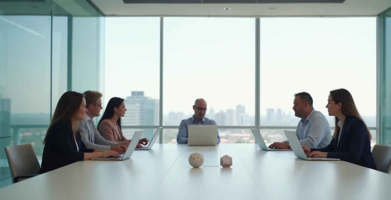 Espacio de trabajo minimalista con análisis de inversión publicitaria sin elementos de texto