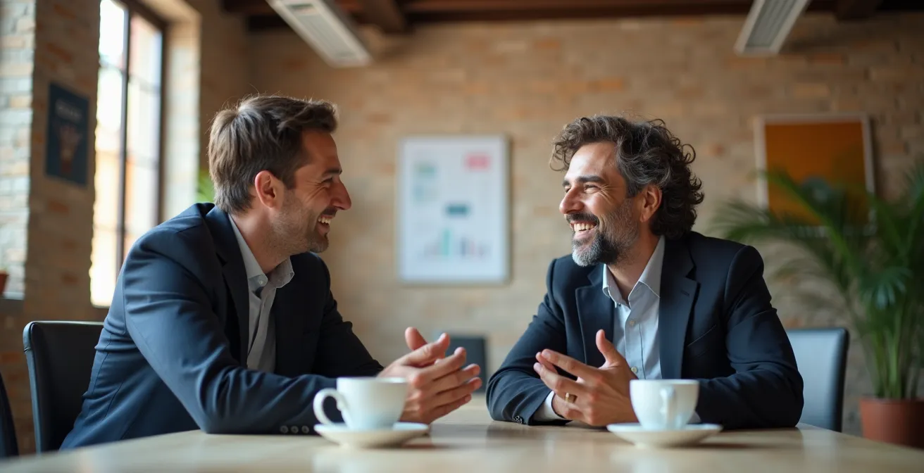 Profesionales en evento de networking empresarial en espacio colaborativo