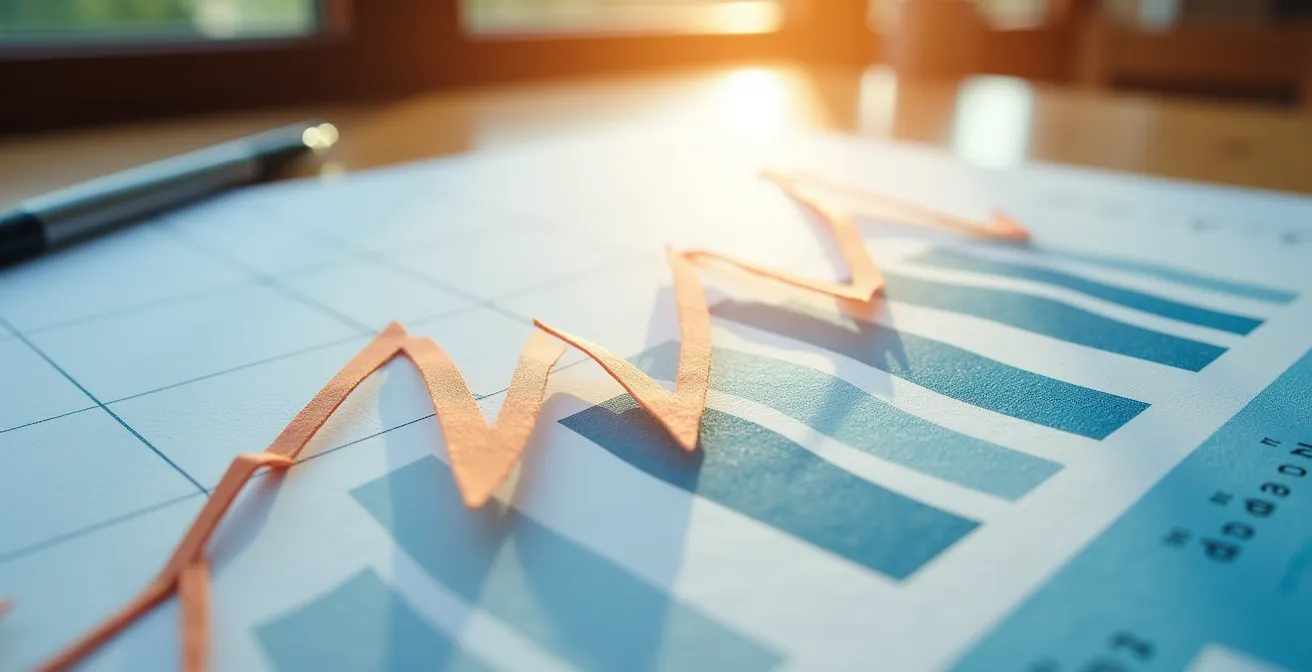 Vista macro de gráficos impresos mostrando tendencias de retención de membresías