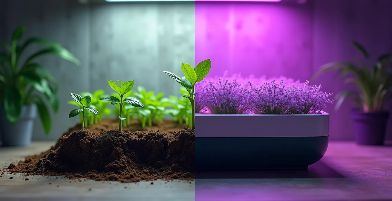 Balance visual entre estrategias SEO orgánicas y SEM de pago en marketing B2B